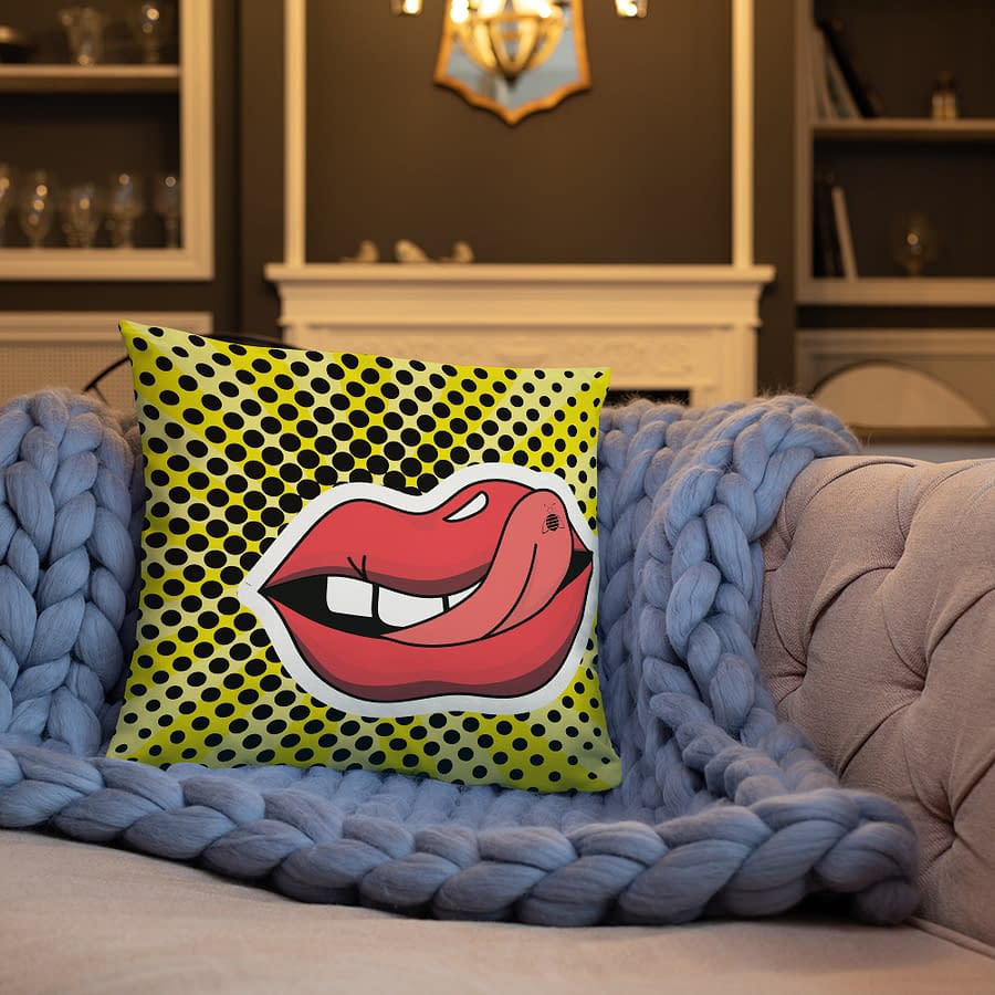 Couch pillow Pop art lips colorful design